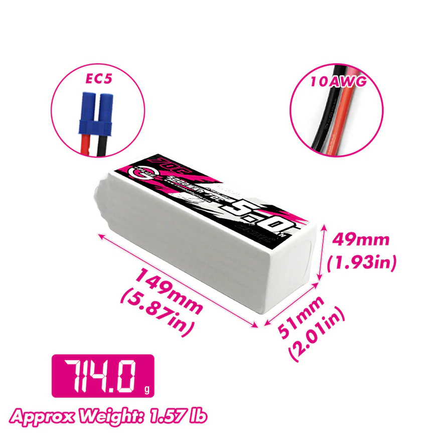 CNHL Lipo 6S 22.2V Battery 500 - 6S Lipo Battery 22.2V 5000Mah 评论和价格