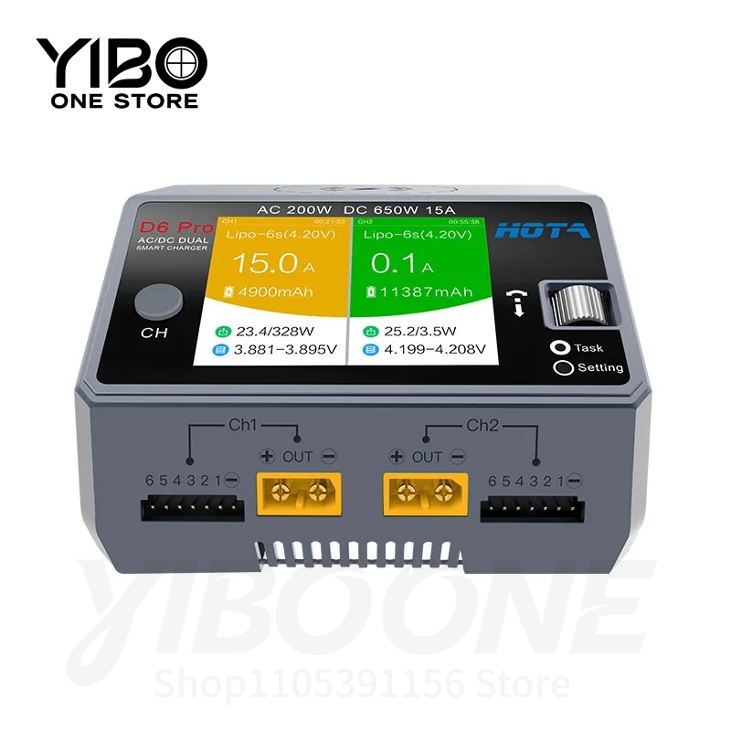 D6 Pro Black AC 200W DC 2x325W - Hota D6 Pro Dual Lipo Charger 评论和价格