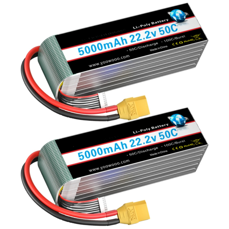 2PCS For RC Airplane Helicopte - 6S Lipo Battery 22.2V 5000Mah 评论和价格